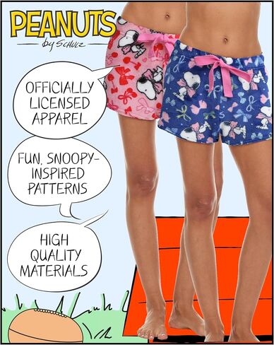 Womens Pajama Shorts - 1 Pack or 2 Pack Peanuts Snoopy Comfy PJs Sleep Lounge Pajama Shorts for Women (S-XL) in Saudi Arabia
