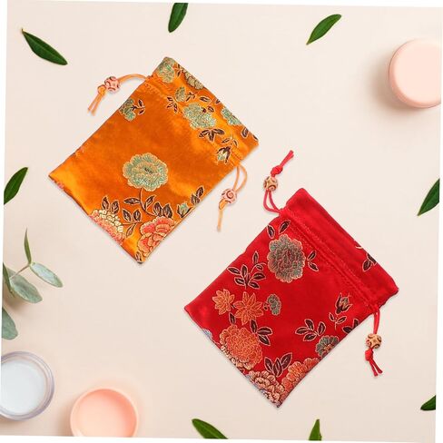 MERRYHAPY 8pcs Drawstring Bag Jewelry Makeup Storage Pouches Traditional Embroidery Pouch for Travel Soft Material Drawstring Closure in Saudi Arabia