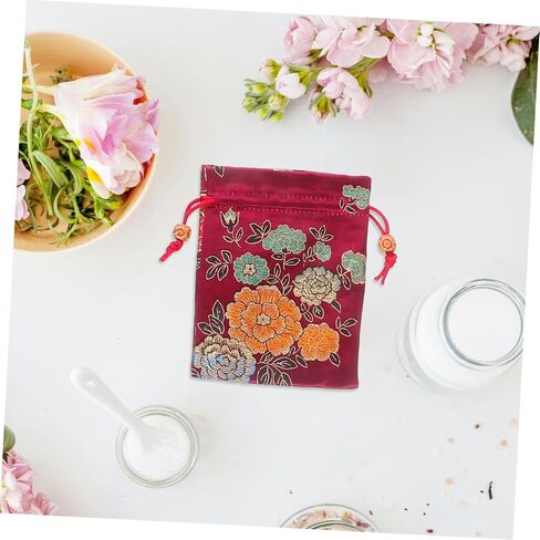 MERRYHAPY 8pcs Drawstring Bag Jewelry Makeup Storage Pouches Traditional Embroidery Pouch for Travel Soft Material Drawstring Closure in Saudi Arabia
