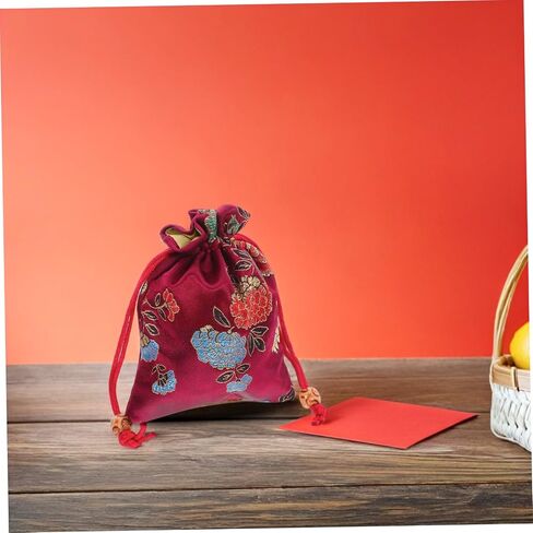 MERRYHAPY 8pcs Drawstring Bag Jewelry Makeup Storage Pouches Traditional Embroidery Pouch for Travel Soft Material Drawstring Closure in Saudi Arabia