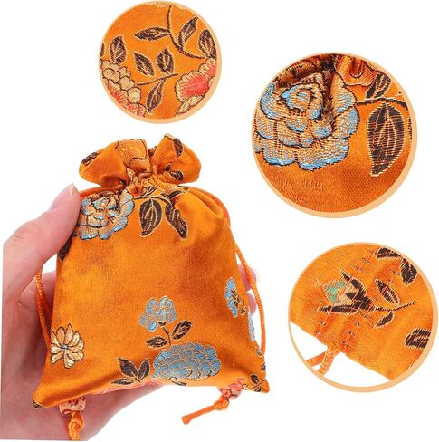 MERRYHAPY 8pcs Drawstring Bag Jewelry Makeup Storage Pouches Traditional Embroidery Pouch for Travel Soft Material Drawstring Closure in Saudi Arabia