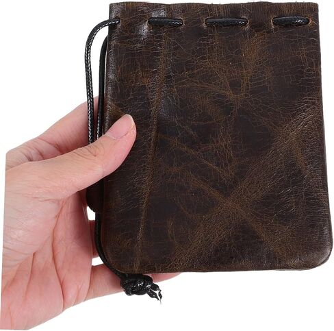 Leather Drawstring Pouch for Jewelry Cosmetics Versatile Storage Bag Coffee Durable Elegant Design for Weddings Parties Daily Use Luxury Jewelry Packaging in Saudi Arabia