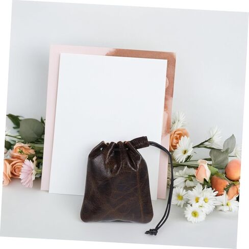 Leather Drawstring Pouch for Jewelry Cosmetics Versatile Storage Bag Coffee Durable Elegant Design for Weddings Parties Daily Use Luxury Jewelry Packaging in Saudi Arabia