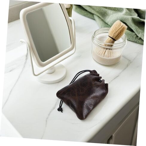 Leather Drawstring Pouch for Jewelry Cosmetics Versatile Storage Bag Coffee Durable Elegant Design for Weddings Parties Daily Use Luxury Jewelry Packaging in Saudi Arabia