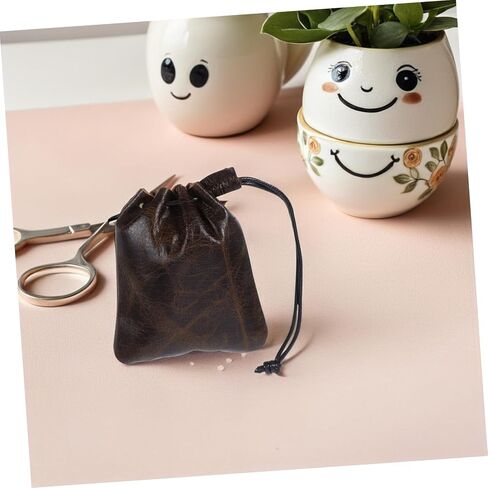 Leather Drawstring Pouch for Jewelry Cosmetics Versatile Storage Bag Coffee Durable Elegant Design for Weddings Parties Daily Use Luxury Jewelry Packaging in Saudi Arabia