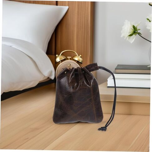Leather Drawstring Pouch for Jewelry Cosmetics Versatile Storage Bag Coffee Durable Elegant Design for Weddings Parties Daily Use Luxury Jewelry Packaging in Saudi Arabia