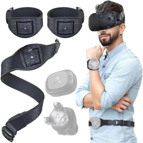 Skywin VR Tracker Belt and Tracker Strap Bundle for HTC Vive System Tracker Pucks -5Pack Adjustable Belt and Hand Straps for Waist and Full-Body Tracking in Virtual Reality(5 Belt and 10 Hand Straps) in Kuwait
