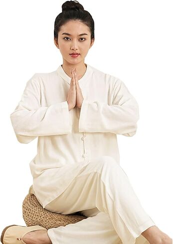 Traditional Long Sleeve Tang Kung Fu Uniform,Summer Spring Autumn Tai Chi Clothes Unisex Soft and in Saudi Arabia
