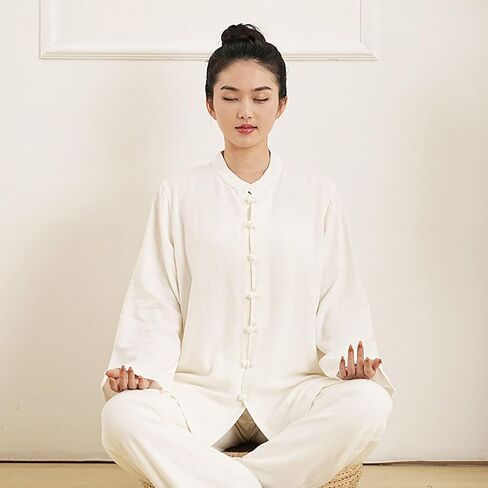Traditional Long Sleeve Tang Kung Fu Uniform,Summer Spring Autumn Tai Chi Clothes Unisex Soft and in Saudi Arabia
