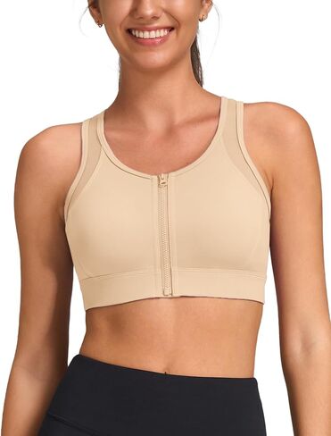 Yvette Front Zip Sports Bras for Women High Impact Mesh Racerback Full Support Sports Bra Plus Size for Running in Saudi Arabia