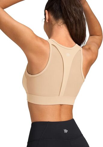 Yvette Front Zip Sports Bras for Women High Impact Mesh Racerback Full Support Sports Bra Plus Size for Running in Saudi Arabia