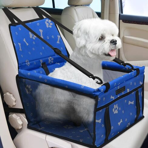 PetsHome مقعد سيارة للكلاب قابل للطي مقعد سيارة معزز مقاوم للماء وجيد التهوية حقيبة سفر أكسفورد للكلاب الصغيرة والمتوسطة والجراء والحيوانات الأليفة بنمط أسود in Kuwait
