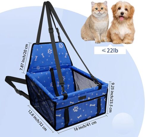 PetsHome مقعد سيارة للكلاب قابل للطي مقعد سيارة معزز مقاوم للماء وجيد التهوية حقيبة سفر أكسفورد للكلاب الصغيرة والمتوسطة والجراء والحيوانات الأليفة بنمط أسود in Kuwait
