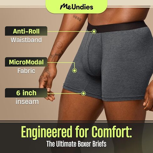 MeUndies – Men’s Long Boxer Briefs with Fly – 9" Inseam with Breathable and Comfortable Tencel Micro Modal Fabric in Kuwait