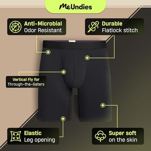 MeUndies – Men’s Long Boxer Briefs with Fly – 9" Inseam with Breathable and Comfortable Tencel Micro Modal Fabric in Kuwait