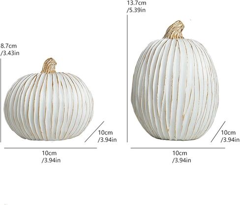 2pcs زخارف القرع في الخريف مهرجان الحصاد راتنج ريفي ديكورات اليقطين المنحوتة أبيض اليقطين تمثال الجدول لحفلات الزفاف في الهالوين (C خط اليقطين) in Kuwait