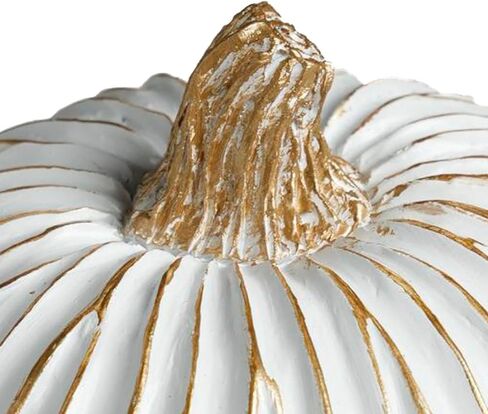 2pcs زخارف القرع في الخريف مهرجان الحصاد راتنج ريفي ديكورات اليقطين المنحوتة أبيض اليقطين تمثال الجدول لحفلات الزفاف في الهالوين (C خط اليقطين) in Kuwait