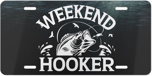Funny License Plate for Men Funny Fishing Front Vanity Plate Decorative Bass Fisherman Weekend Hooker Fish Gift for Dad in Saudi Arabia