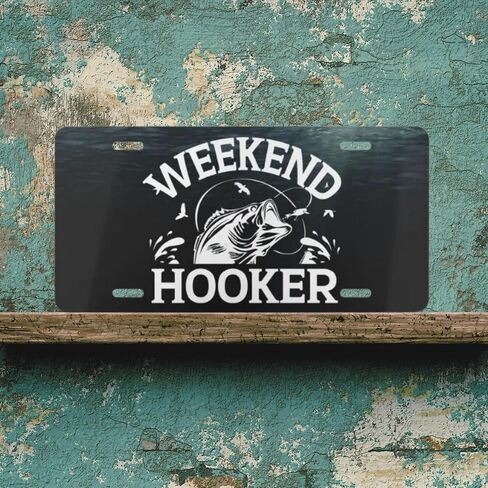 Funny License Plate for Men Funny Fishing Front Vanity Plate Decorative Bass Fisherman Weekend Hooker Fish Gift for Dad in Saudi Arabia