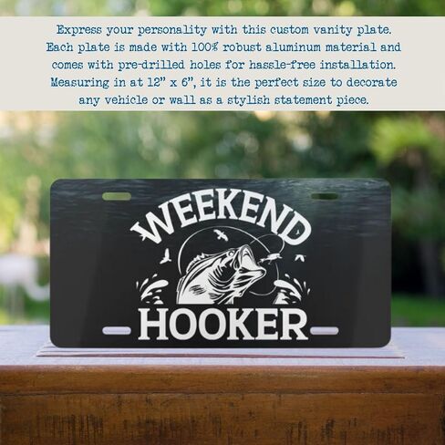 Funny License Plate for Men Funny Fishing Front Vanity Plate Decorative Bass Fisherman Weekend Hooker Fish Gift for Dad in Saudi Arabia
