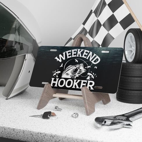 Funny License Plate for Men Funny Fishing Front Vanity Plate Decorative Bass Fisherman Weekend Hooker Fish Gift for Dad in Saudi Arabia
