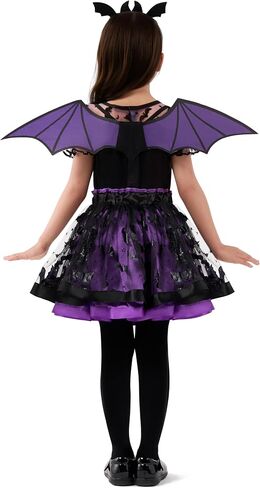 Spooktacular Creations Halloween Girl Purple Bat Tutu Costume, Toddler Bat Vampire Outfit for Kids Halloween Dress Up Party in Saudi Arabia