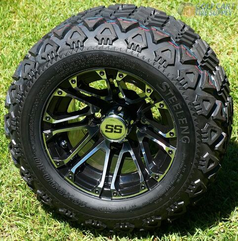 10 "Lancer Golf Cart Wheels و 18x9-10 Dot All Terrain Golf Cart Cart Combo - مجموعة من 4 (يناسب جميع العربات!) in Kuwait