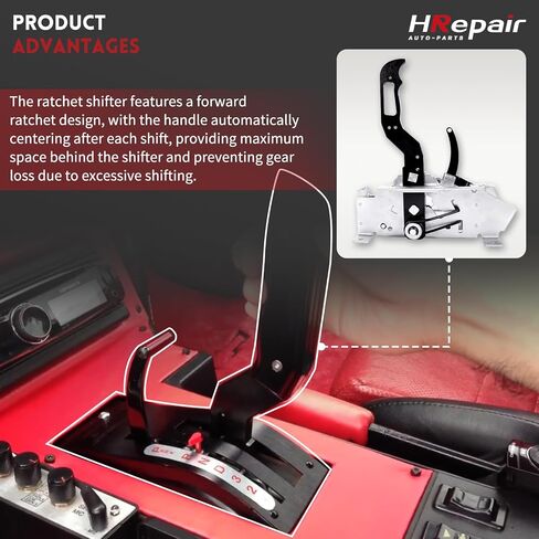 Ratchet Shifter يناسب GM Ford Chrysler 2 3 4 سرعات SHIFTER استبدال B&M 81120 Stealth Pro Ratchet SHIFTER-Black in Saudi Arabia