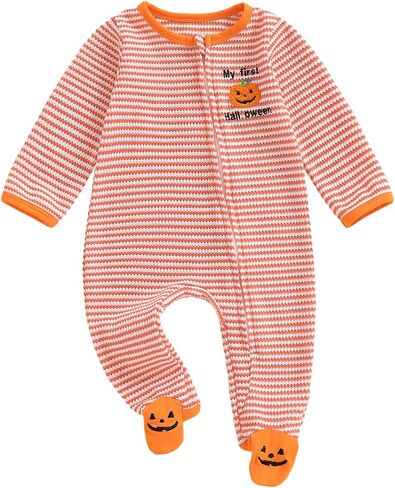 Baby Halloween Skeleton Footies Rompers Pumpkin Skull Skeleton Bodysuit Jumpsuit Newborn Boy Girl Halloween Playsuit in Saudi Arabia