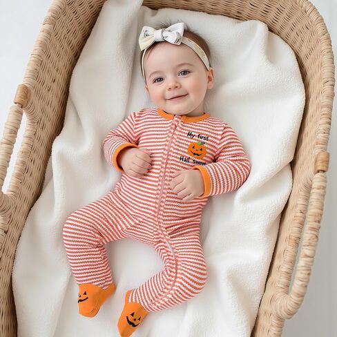 Baby Halloween Skeleton Footies Rompers Pumpkin Skull Skeleton Bodysuit Jumpsuit Newborn Boy Girl Halloween Playsuit in Saudi Arabia