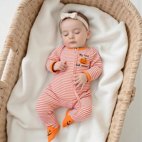 Baby Halloween Skeleton Footies Rompers Pumpkin Skull Skeleton Bodysuit Jumpsuit Newborn Boy Girl Halloween Playsuit in Saudi Arabia