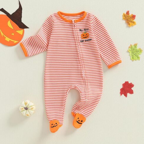 Baby Halloween Skeleton Footies Rompers Pumpkin Skull Skeleton Bodysuit Jumpsuit Newborn Boy Girl Halloween Playsuit in Saudi Arabia