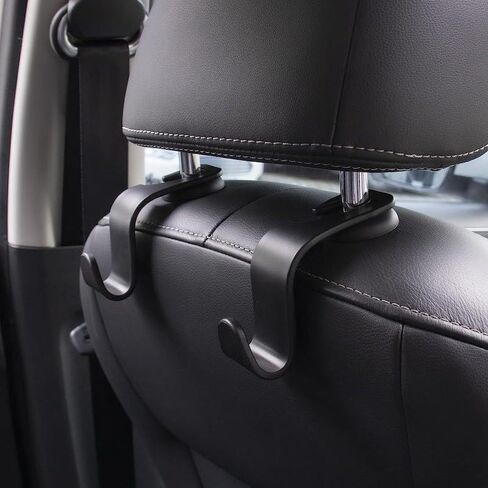 4 Pack Car Back Seat Headrest Hooks, Black Stylish Back Seat Hanger for Coats Umbrellas Bags Handbag, Car Interior Accessories (Black) in Saudi Arabia