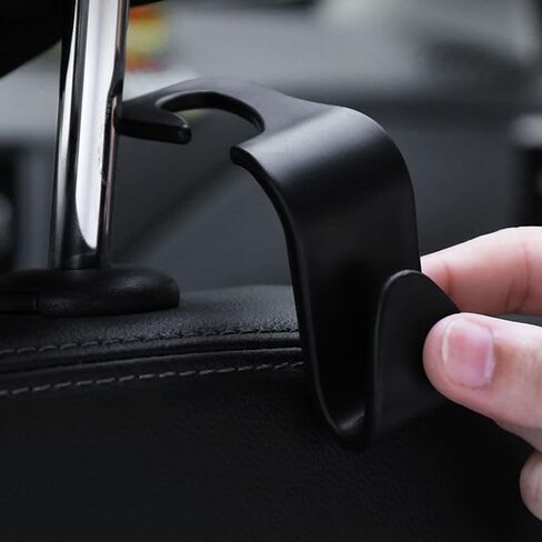 4 Pack Car Back Seat Headrest Hooks, Black Stylish Back Seat Hanger for Coats Umbrellas Bags Handbag, Car Interior Accessories (Black) in Saudi Arabia