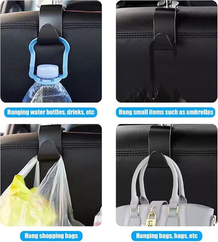 4 Pack Car Back Seat Headrest Hooks, Black Stylish Back Seat Hanger for Coats Umbrellas Bags Handbag, Car Interior Accessories (Black) in Saudi Arabia