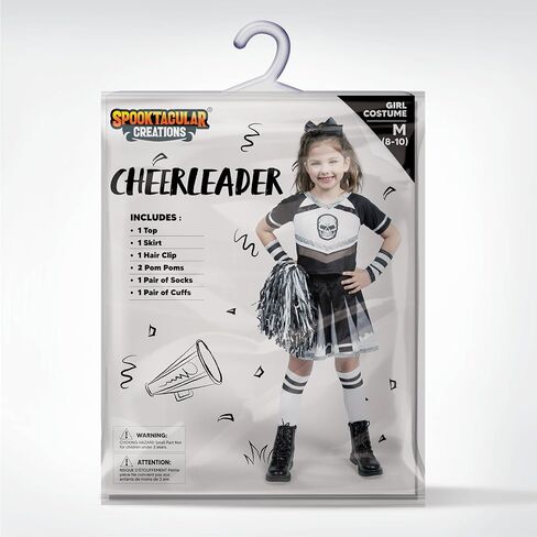إبداعات spooktacular Halloween Cheerleader Girls ، أزياء الروح السيئة للأطفال ، جمجمة مخيفة الزي مع الملحقات in Saudi Arabia