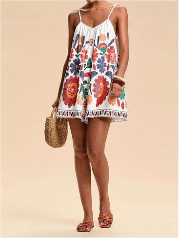 Soly Hux Women's Boho Summer Wide Leg Floral Rompers Sloredess Sloredess Blextuits Beach Factits Outfits in Saudi Arabia