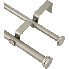5/8" Double Curtain Rod with Nerveux Finials,Weathered White,84‘’-120‘’ in Saudi Arabia