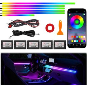 Acrylic Interior Car Ambient Lighting Kits, LED Strip Lights with Wireless APP, Neon Fiber Optic Lights Function LED Strip for Car with Music Modes (10 in 1) in Saudi Arabia