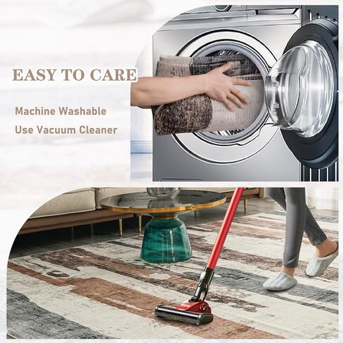 OMERAI Washable Area Rug 6x9, Grey & Brown Washable Rugs for Living Room, Modern Abstract Carpet for Bedroom Dining Room Office Kitchen, Ultra-Thin Non Slip Stain Resistant - Grey & Gold in Kuwait