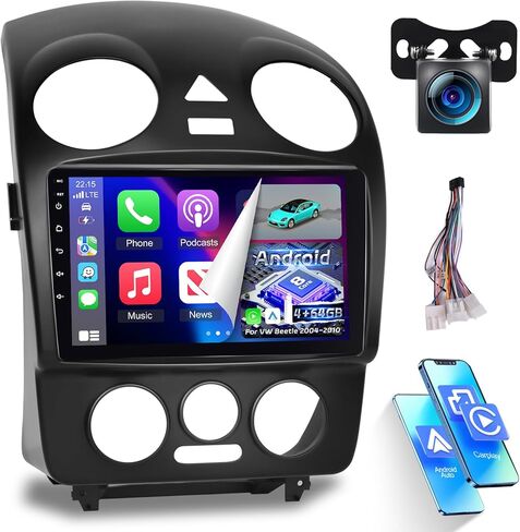2+32G Wireless Carplay Android Car Radio for VW Beetle 2004-2010, 9 Inch Touchscreen with Android Auto/DSP/Multiple UI/GPS/WiFi + AHD Backup Camera in Saudi Arabia