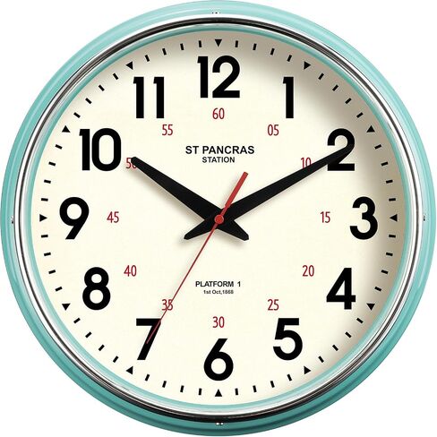 Wall Clock Metal 12.4" Countryside Style Wall Clocks Retro Vintage Classical Silent Non Ticking Easy to Read for Living Room/Kitchen/Bedroom/Office/Bar(12.4" Red) in Saudi Arabia