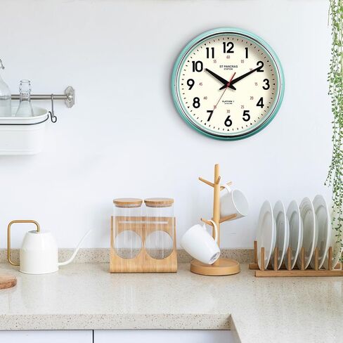 Wall Clock Metal 12.4" Countryside Style Wall Clocks Retro Vintage Classical Silent Non Ticking Easy to Read for Living Room/Kitchen/Bedroom/Office/Bar(12.4" Red) in Saudi Arabia