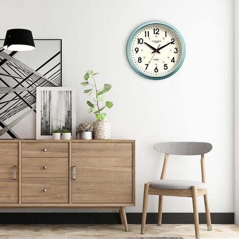 Wall Clock Metal 12.4" Countryside Style Wall Clocks Retro Vintage Classical Silent Non Ticking Easy to Read for Living Room/Kitchen/Bedroom/Office/Bar(12.4" Red) in Saudi Arabia