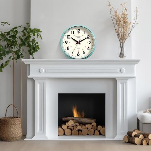 Wall Clock Metal 12.4" Countryside Style Wall Clocks Retro Vintage Classical Silent Non Ticking Easy to Read for Living Room/Kitchen/Bedroom/Office/Bar(12.4" Red) in Saudi Arabia
