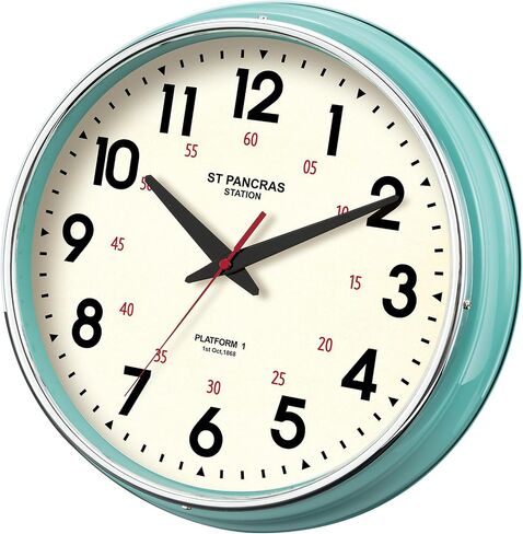 Wall Clock Metal 12.4" Countryside Style Wall Clocks Retro Vintage Classical Silent Non Ticking Easy to Read for Living Room/Kitchen/Bedroom/Office/Bar(12.4" Red) in Saudi Arabia