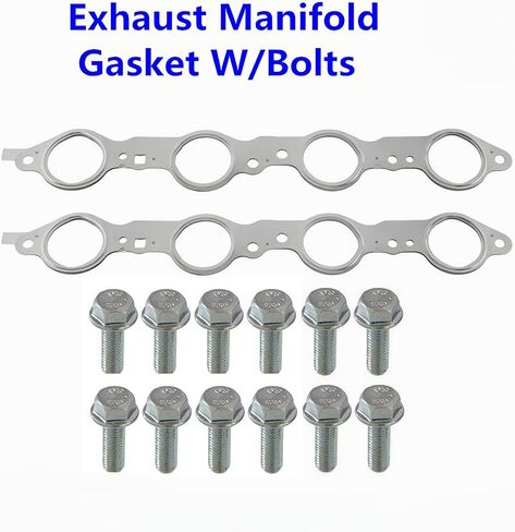 LS MLS Exhaust Manifold Header Gasket Pair W/Bolts Compatible with Chevy Silverado Sierra Suburban 1500 2500 HD LS1 4.8 5.3 5.7 6.0 6.2L 1997-2018 ，551696, 12617944 in Saudi Arabia