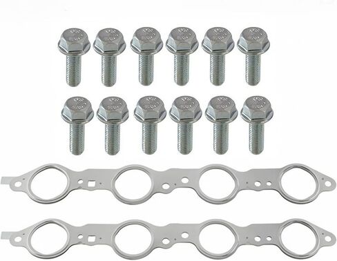 LS MLS Exhaust Manifold Header Gasket Pair W/Bolts Compatible with Chevy Silverado Sierra Suburban 1500 2500 HD LS1 4.8 5.3 5.7 6.0 6.2L 1997-2018 ，551696, 12617944 in Saudi Arabia