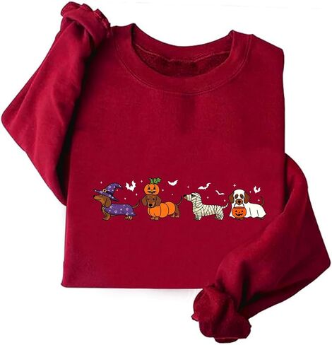 Dachshund Halloween Sweatshirt For Women Cute Ghost Dogs Halloween Sweatshirts in Saudi Arabia