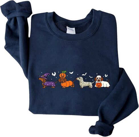 Dachshund Halloween Sweatshirt For Women Cute Ghost Dogs Halloween Sweatshirts in Saudi Arabia